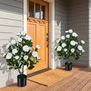 Artificial Camellia Tree in Cement Pot 35.5" Faux Flower Plant by LJGDeals