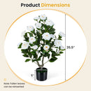 Artificial Camellia Tree in Cement Pot 35.5" Faux Flower Plant by DirectDeals