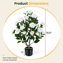 Artificial Camellia Tree in Cement Pot 35.5" Faux Flower Plant by LJGDeals