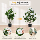 Artificial Camellia Tree in Cement Pot 35.5" Faux Flower Plant by DirectDeals