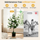 Artificial Camellia Tree in Cement Pot 35.5" Faux Flower Plant by DirectDeals