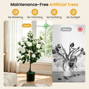 Artificial Camellia Tree in Cement Pot 35.5" Faux Flower Plant by LJGDeals