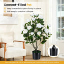 Artificial Camellia Tree in Cement Pot 35.5" Faux Flower Plant by LJGDeals