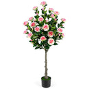 Artificial Camellia Tree with 27 Blossoms in Cement Pot by DirectDeals
