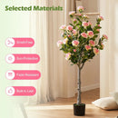 Artificial Camellia Tree with 27 Blossoms in Cement Pot by LJGDeals