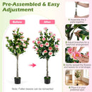 Artificial Camellia Tree with 27 Blossoms in Cement Pot by LJGDeals