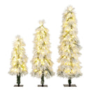 Artificial Christmas Tree Set of 3 with Snow-flocked Branch Tips and LED Lights by LJGDeals