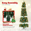 5/7.5/9 FT Pre-Lit Artificial Christmas Tree with 453/1096/1416 PVC and Pine Needles-XL