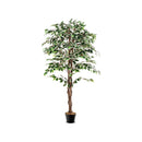 Artificial Ficus Tree Tall Faux Indoor Plant with 1008 Leaves Nursery Pot and Dried Moss by LJGDeals