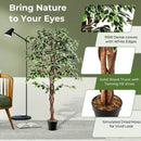 Artificial Ficus Tree Tall Faux Indoor Plant with 1008 Leaves Nursery Pot and Dried Moss by LJGDeals