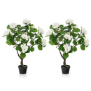 Artificial Hydrangea Tree Fake Floral Plant with 11 White Flowers-White by LJGDeals
