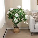Artificial Hydrangea Tree Fake Floral Plant with 11 White Flowers-White by LJGDeals