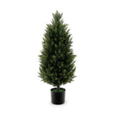 3 Feet Artificial Topiary Cedar Tree with Cement Plastic Pot and Faux Moss-Green by LJGDeals