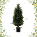 3 Feet Artificial Topiary Cedar Tree with Cement Plastic Pot and Faux Moss-Green by LJGDeals