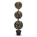 Triple Ball Rose Topiary Tree 43.5" with Lifelike Blooms by DirectDeals