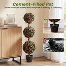 Triple Ball Rose Topiary Tree 43.5" with Lifelike Blooms by LJGDeals