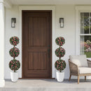 Triple Ball Rose Topiary Tree 43.5" with Lifelike Blooms by LJGDeals