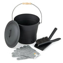 Ash Bucket with Lid and Cut-resistant Gloves by LJGDeals