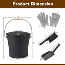 Ash Bucket with Lid and Cut-resistant Gloves by LJGDeals