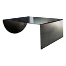 Asymmetrical Metal Coffee Table Heavy Duty Raw Steel (D)24" (W)36" (H)12" profile view