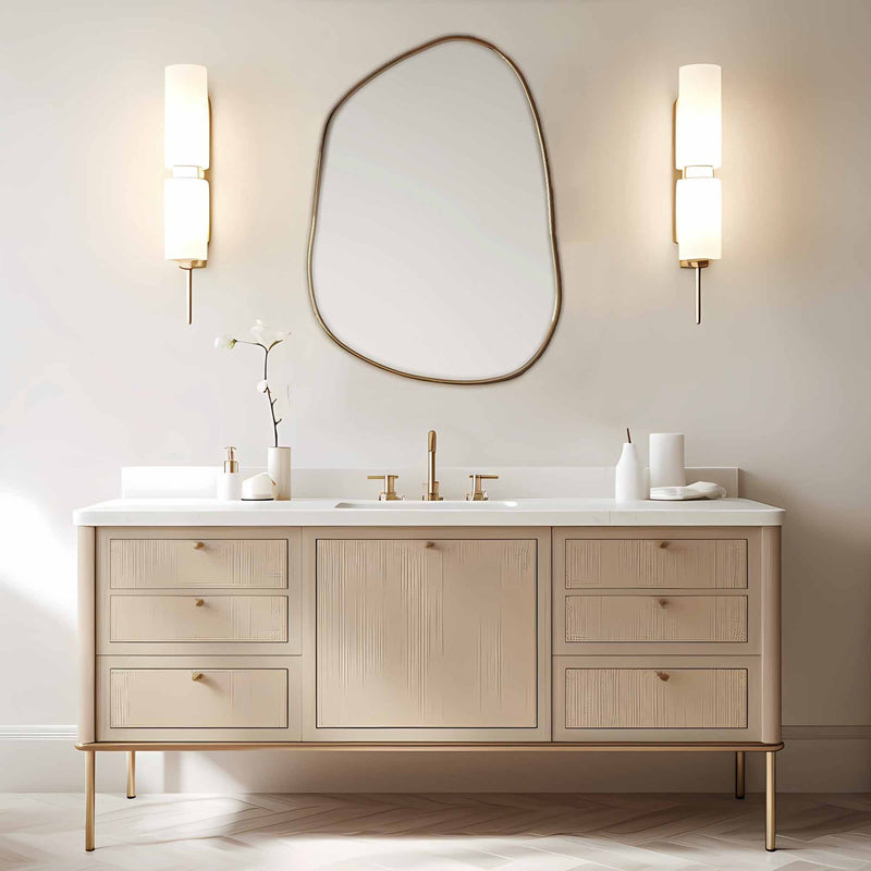 Asymmetrical Organic Mirror with Brass Frame