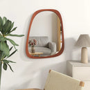 Asymmetrical Abstract Irregular Shaped Wall Mirror with Rustic Frame-Natural by LJGDeals