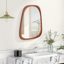 Asymmetrical Abstract Irregular Shaped Wall Mirror with Rustic Frame-Natural by LJGDeals