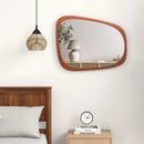 Asymmetrical Abstract Irregular Shaped Wall Mirror with Rustic Frame-Natural by LJGDeals