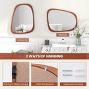 Asymmetrical Abstract Irregular Shaped Wall Mirror with Rustic Frame-Natural by LJGDeals