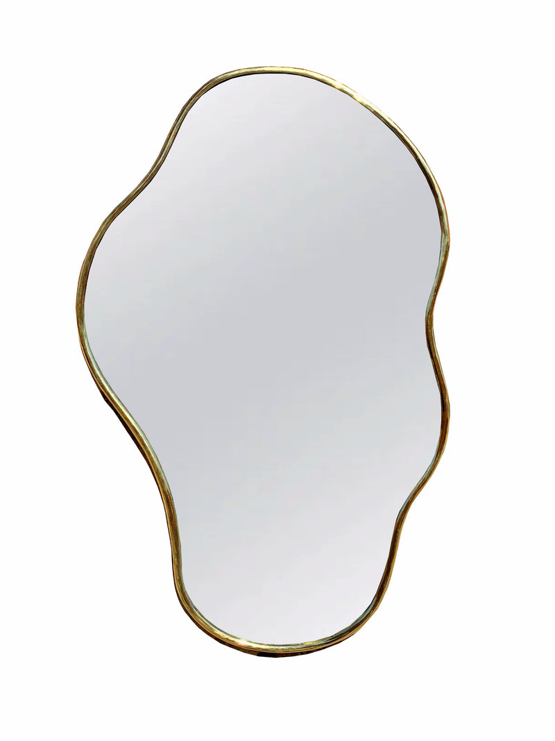 Asymmetrical Brass Mirror