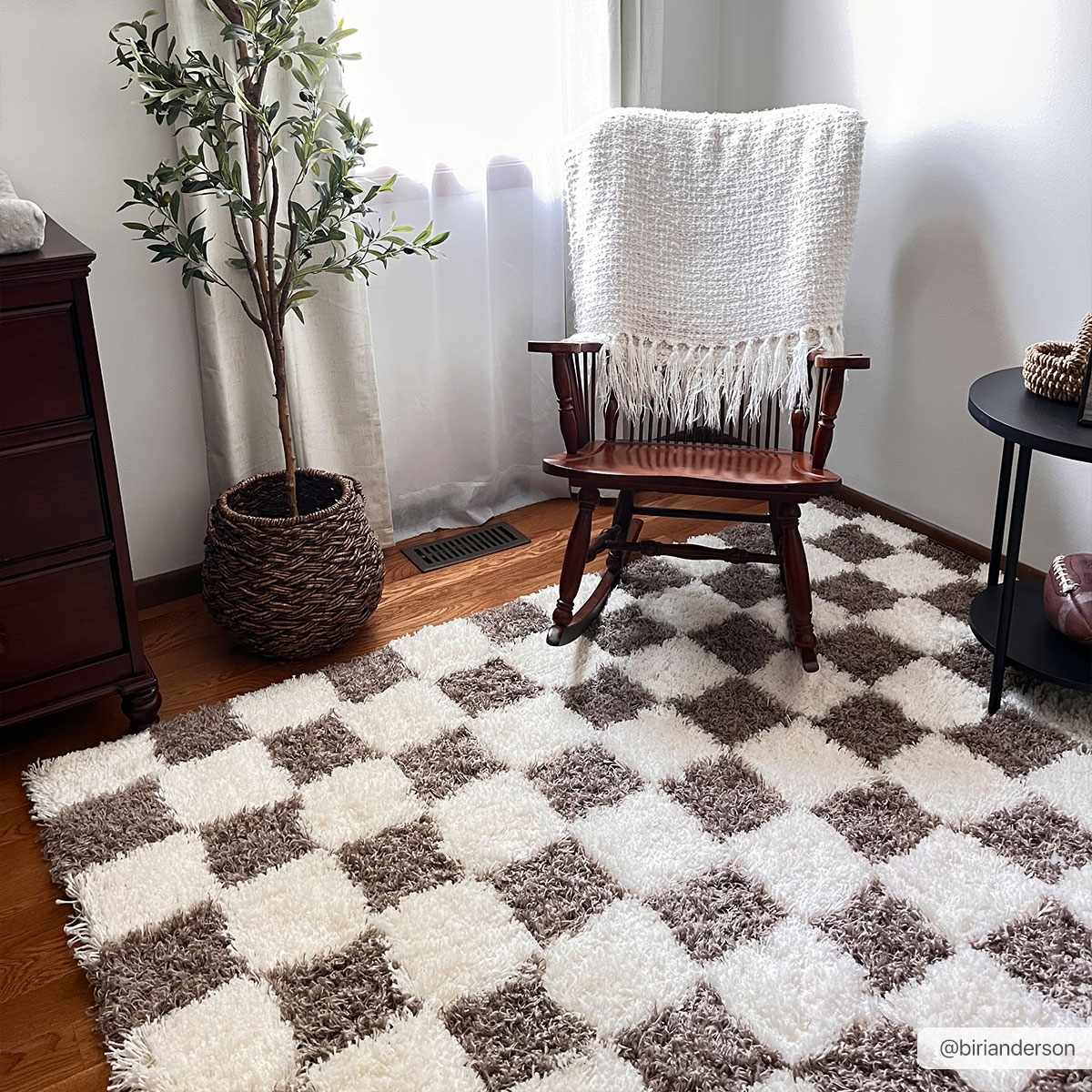 Atira Brown Checkered Area Rug, photo 3 of 16