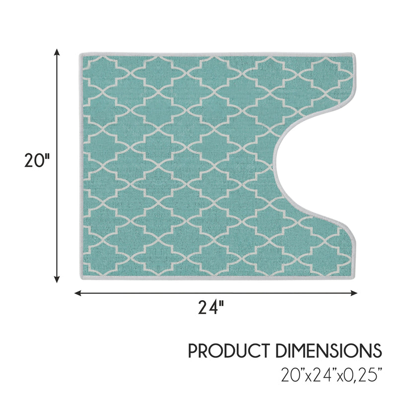 Geometric Design U Shape Bathroom Rug | 20”x24" | Turquoise