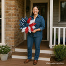 Rustic Burlap Patriotic 22" Wreath, American Flag Style 4th of July Front Door Home Decor