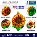 Glossy Charming Sunflower Glass Christmas Ornament, Flower Holiday Decor