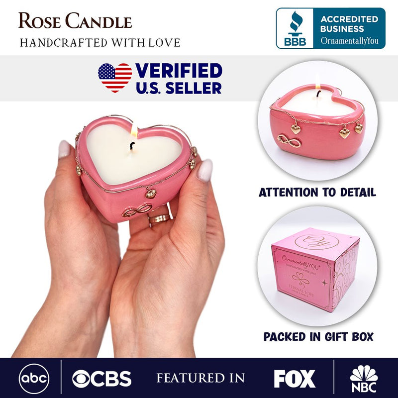 Heart Shaped Eternal Love Candle, Romantic Rose Scented Gift with Pendant for Her