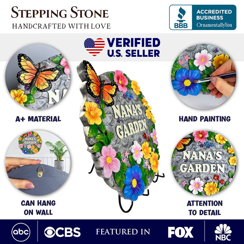 Nana’s Garden Floral Stepping Stone, 9.5" Decorative and Gift for Grandmother