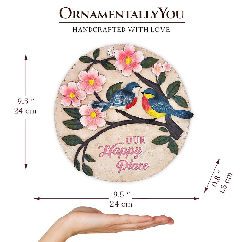 Blossoming Songbirds Positivity Stepping Stone, 9.5" Happiness Garden Decoration and Support Gift