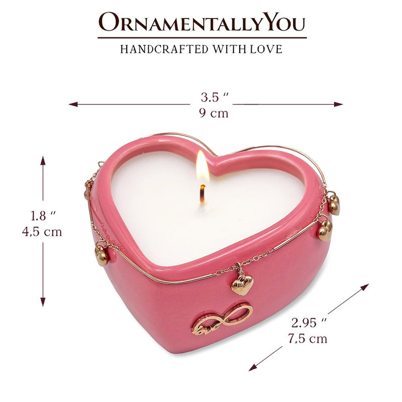 Heart Shaped Eternal Love Candle, Romantic Rose Scented Gift with Pendant for Her