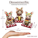 Joyful Picnic Gathering Bunny Trio Set of Three Figurines, Spring Rabbit Statue 4.5" Decor