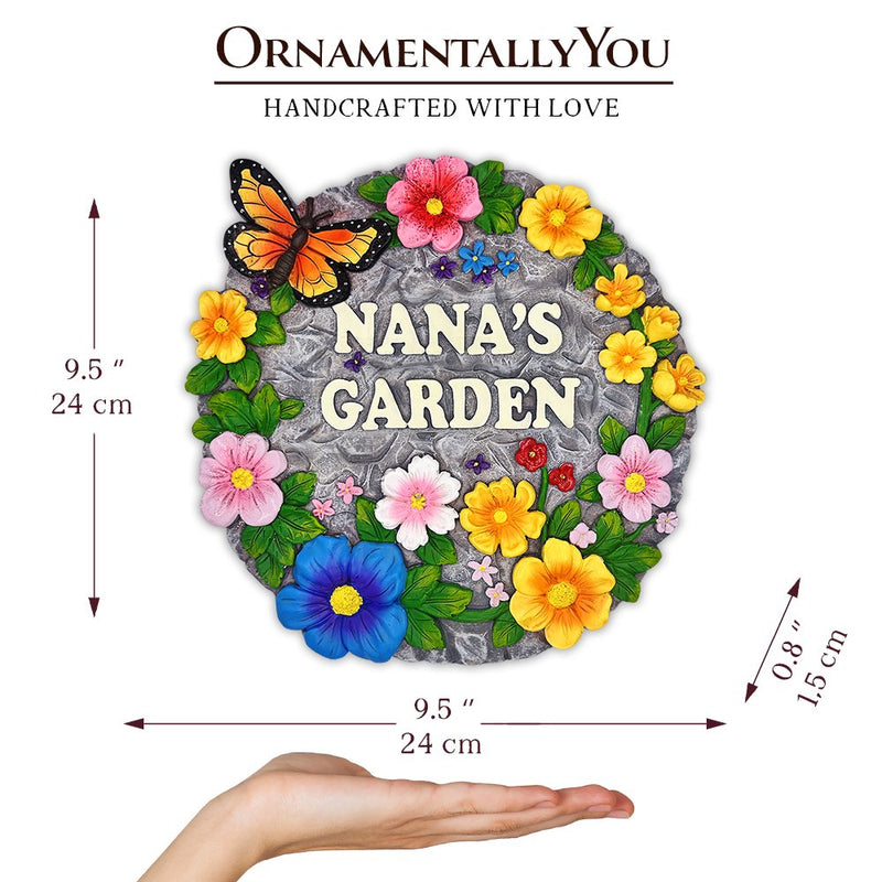 Nana’s Garden Floral Stepping Stone, 9.5" Decorative and Gift for Grandmother