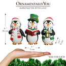 Caroling Penguin Trio Set of Christmas Figurines, 6" Winter Holiday Statue Set of Three
