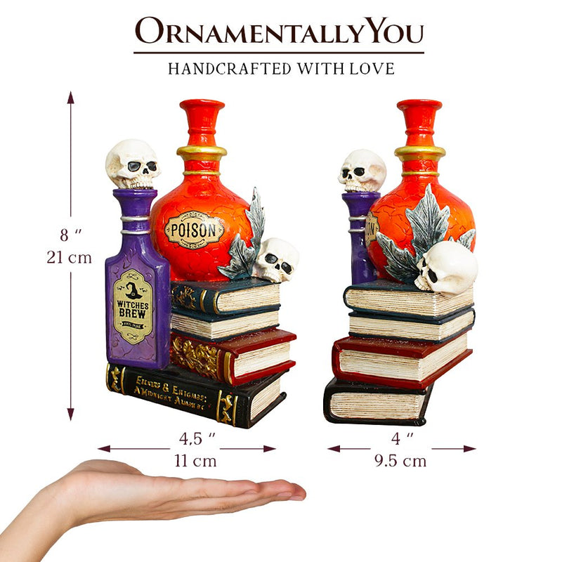 Sorcerer’s Syrups Spooky Lighted Figurine, 8" Potions Poisons and Books Halloween Statue