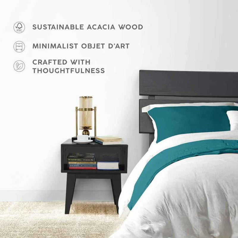 Acacia Aurora Bed Frame & Nightstand Set for Stylish Bedrooms