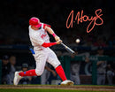 Austin Hays Blackout Swing Autographed Philadelphia Phillies 8" x 10" Baseball Photo by Dynasty Sports & Framing