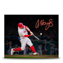 Austin Hays Blackout Swing Autographed Philadelphia Phillies 11" x 14" Baseball Photo by Dynasty Sports & Framing
