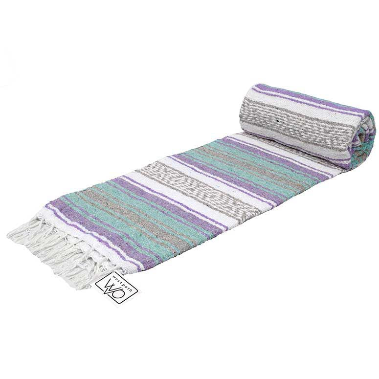 Seafoam Green & Pastel Purple Mexican Falsa Blanket