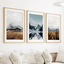 3 Piece Autumn Mountain, Forest, Lake Wall Art. Nordic Photo by Wall Art Set