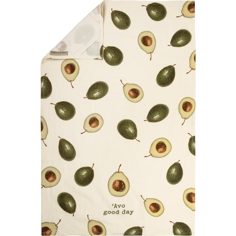 'Avo Good Day Funny Snarky Dish Cloth Towel | Cotton Linen | Embroidered Text | 18" x 28"