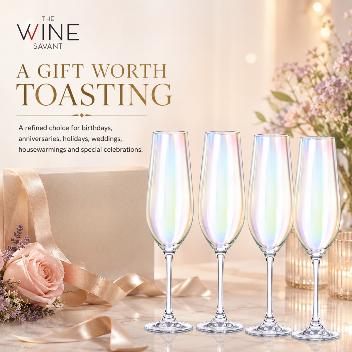 Iridescent Champagne Glasses Premium Barware Gift Elegant Drinkware Collection, photo 4 of 9