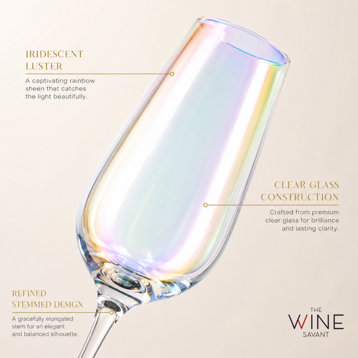 Iridescent Champagne Glasses Premium Barware Gift Elegant Drinkware Collection, photo 5 of 9